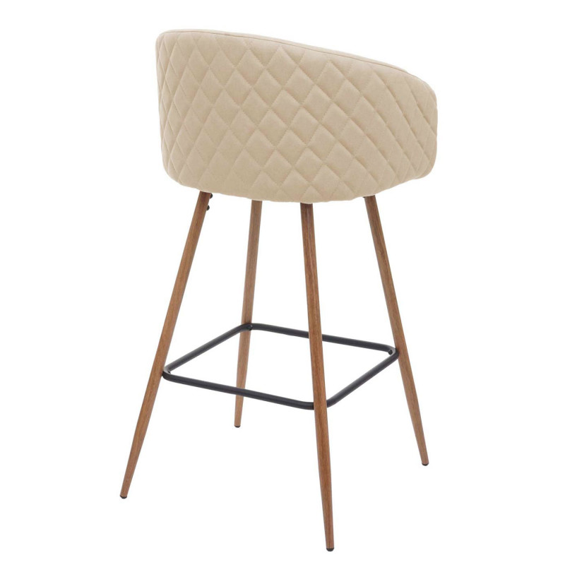 2x tabouret de bar chaise bar/comptoir, avec dossier, tissu - crème-beige