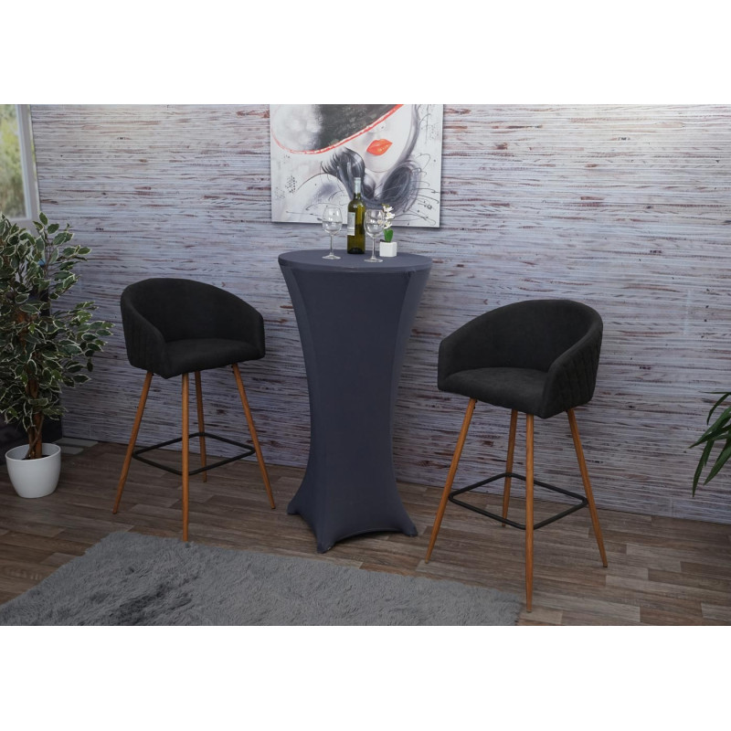 2x tabouret de bar chaise bar/comptoir, avec dossier, tissu - gris anthracite