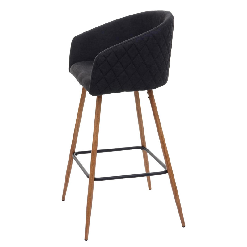 2x tabouret de bar chaise bar/comptoir, avec dossier, tissu - gris anthracite