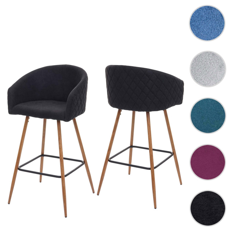 2x tabouret de bar chaise bar/comptoir, avec dossier, tissu - gris anthracite