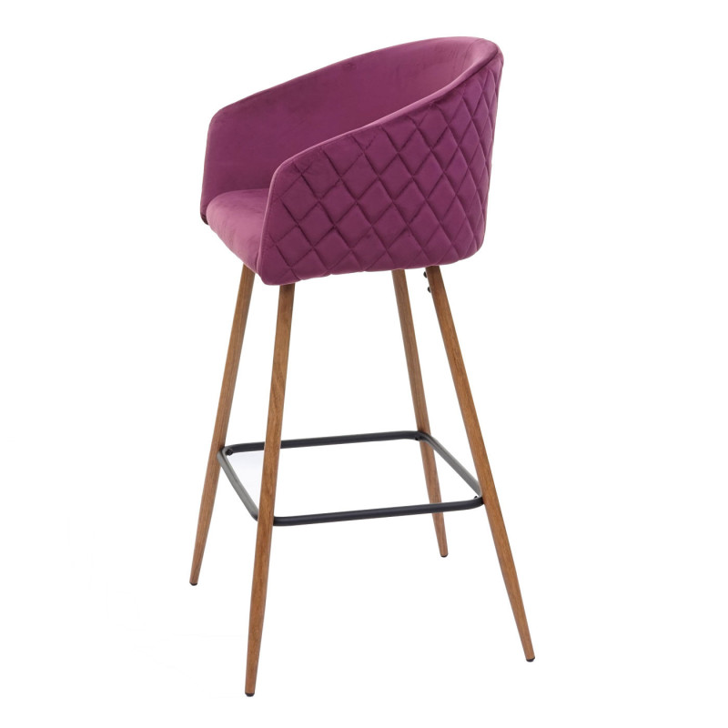 2x tabouret de bar chaise bar/comptoir, avec dossier, tissu - velours, couleur rouge-bordeaux