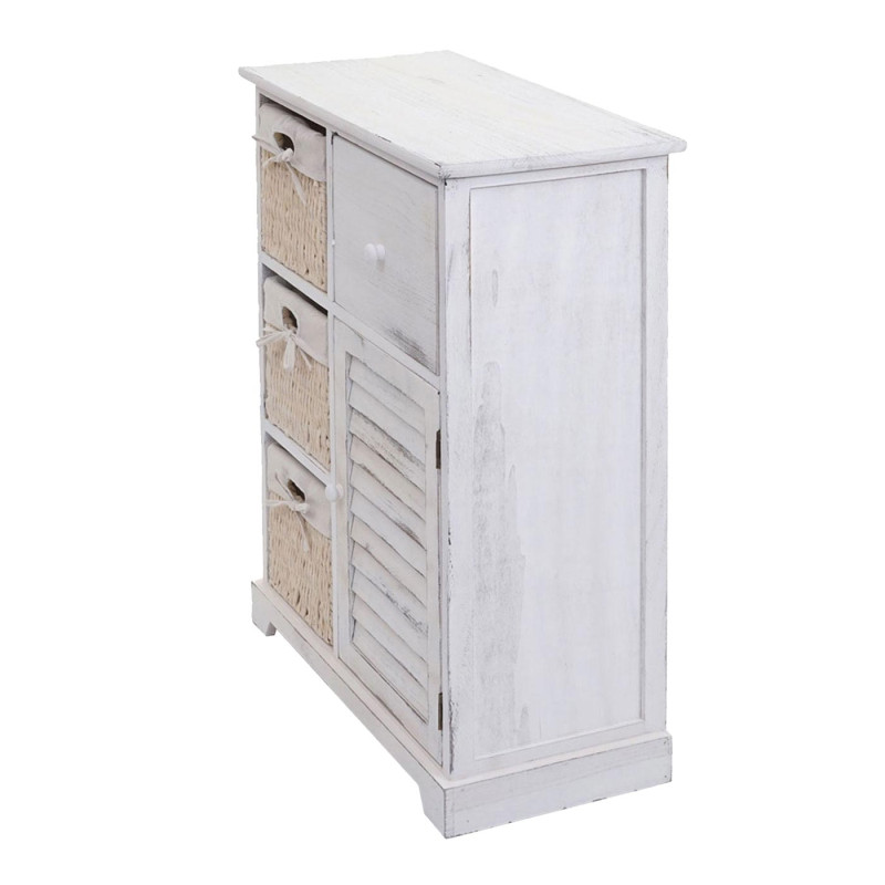 Commode armoire à tiroirs, tiroir panier en bois massif 80x60x30cm - blanc miteux