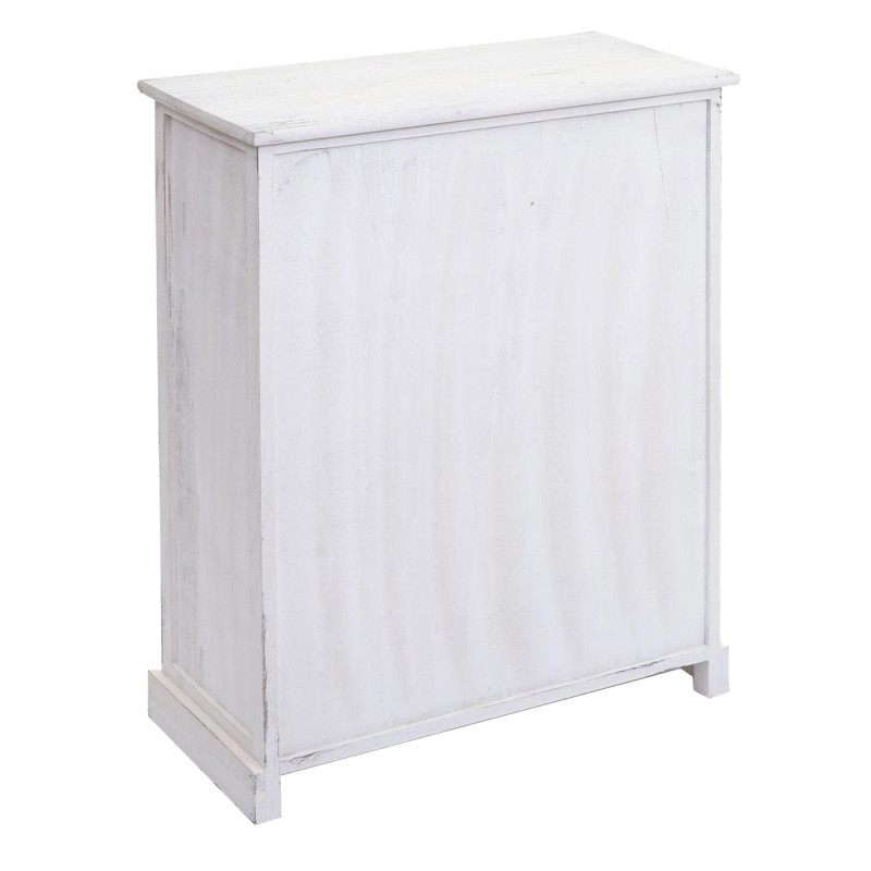 Commode armoire à tiroirs, tiroir panier en bois massif 80x60x30cm - blanc miteux