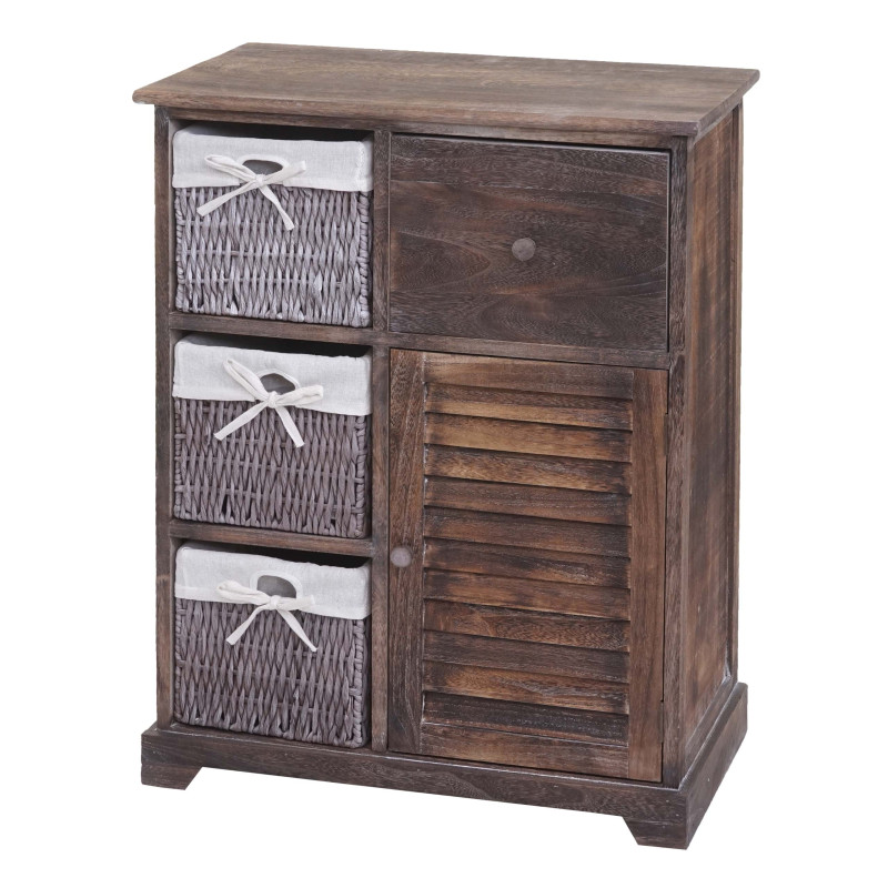 Commode armoire à tiroirs, tiroir panier en bois massif 80x60x30cm - brun miteux