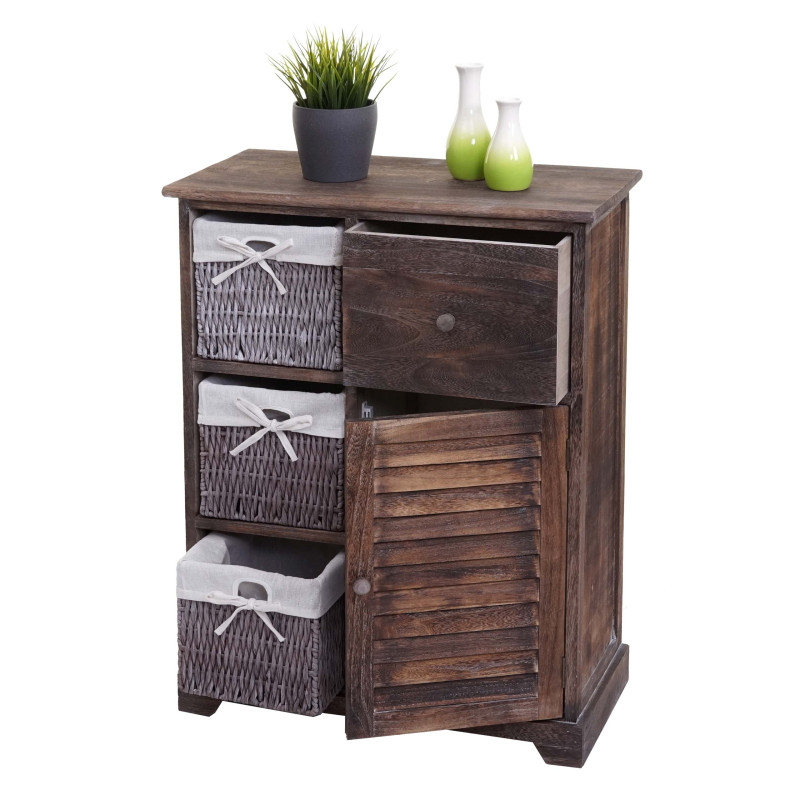 Commode armoire à tiroirs, tiroir panier en bois massif 80x60x30cm - brun miteux