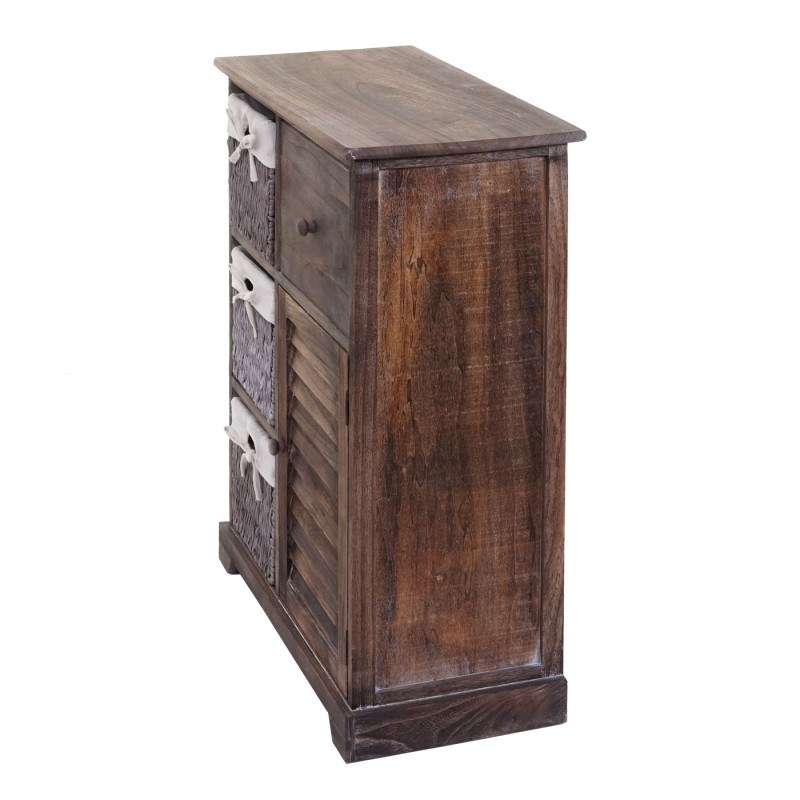 Commode armoire à tiroirs, tiroir panier en bois massif 80x60x30cm - brun miteux