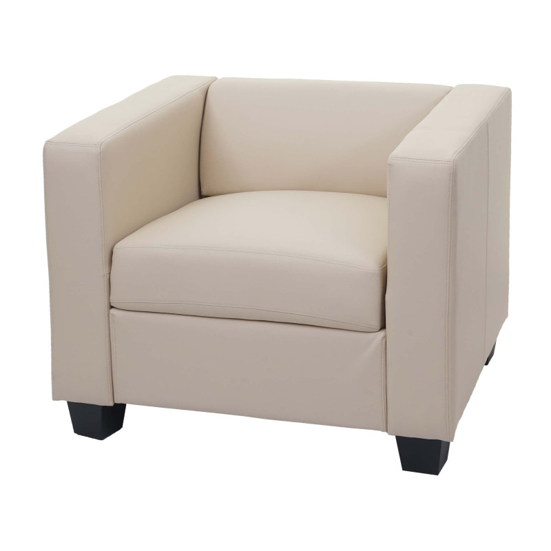 Fauteuil lounge chair Lille - Cuir, crème