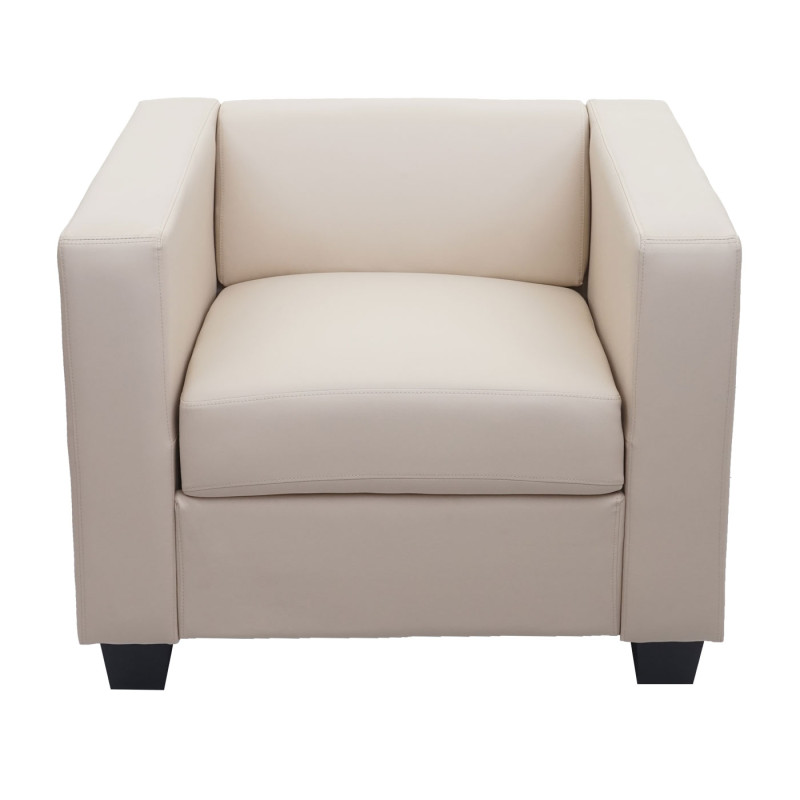 Fauteuil lounge chair Lille - Cuir, crème