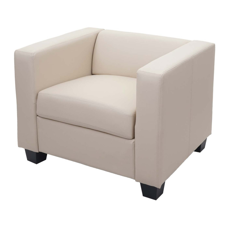 Fauteuil lounge chair Lille - Cuir, crème