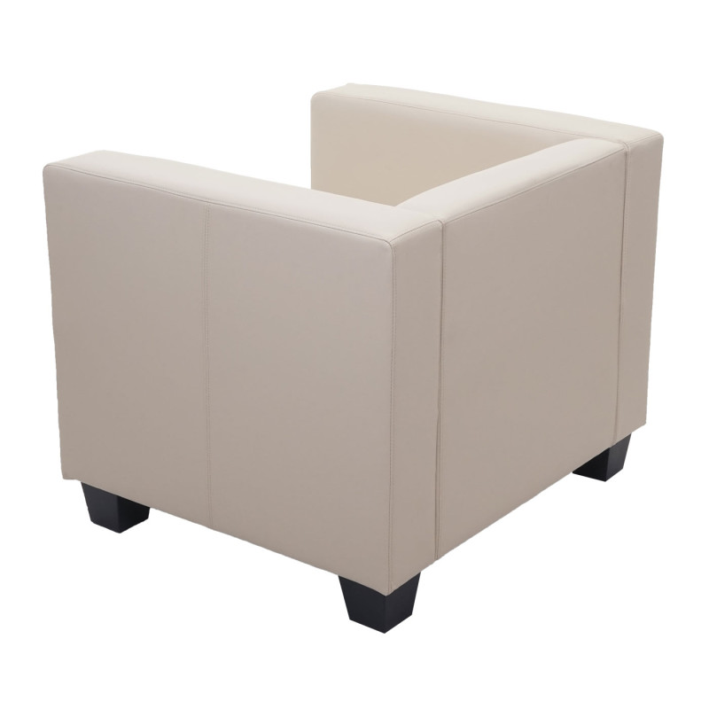 Fauteuil lounge chair Lille - Cuir, crème