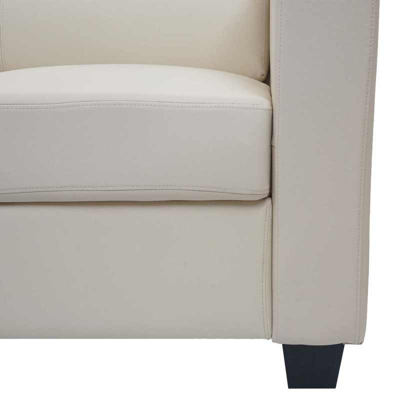 Fauteuil lounge chair Lille - Cuir, crème