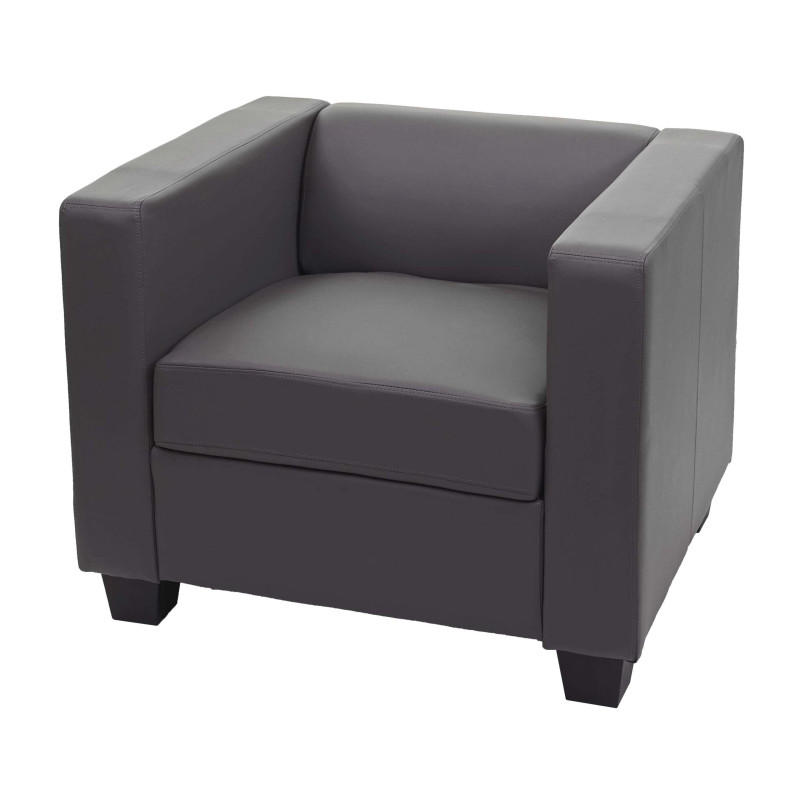 Fauteuil lounge chair Lille - similicuir, gris foncé