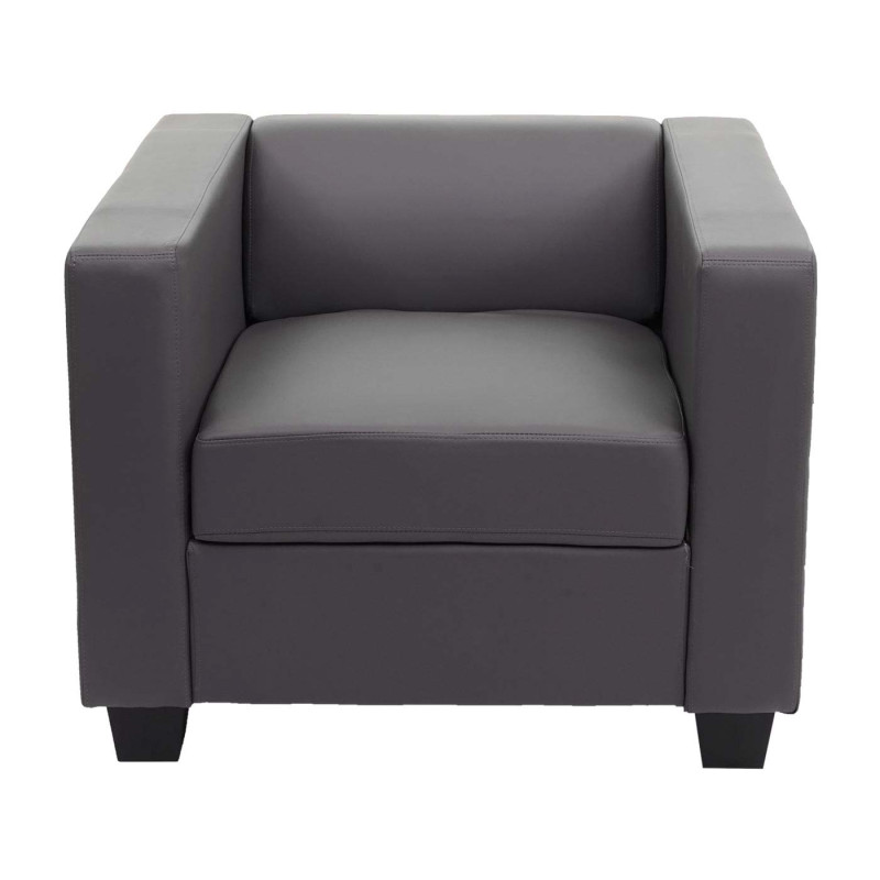 Fauteuil lounge chair Lille - similicuir, gris foncé