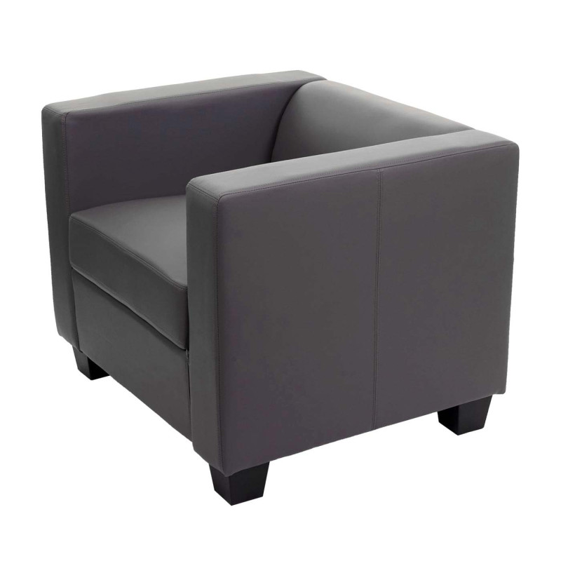 Fauteuil lounge chair Lille - similicuir, gris foncé