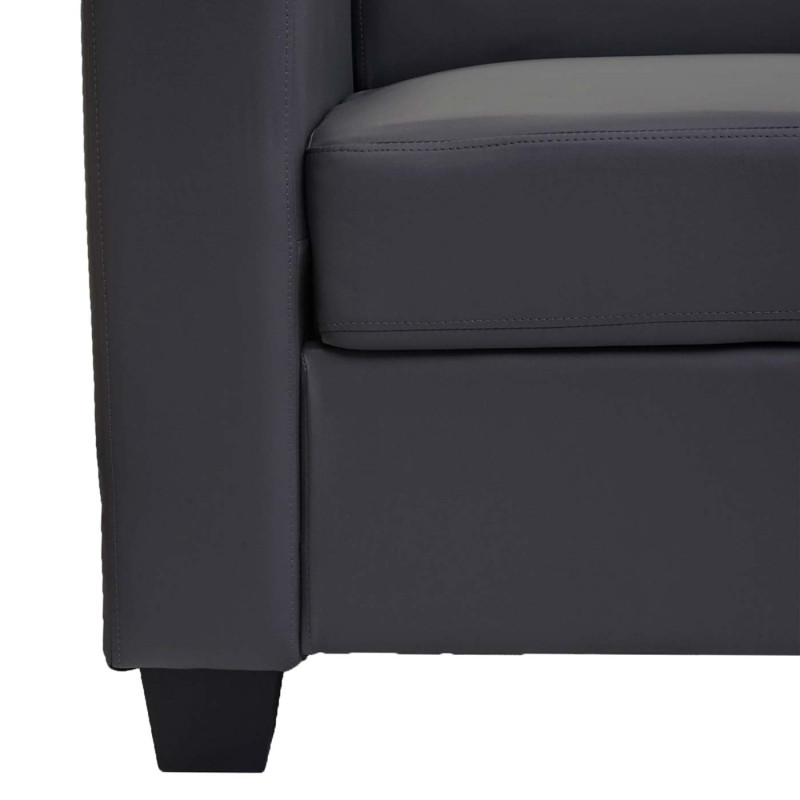 Fauteuil lounge chair Lille - similicuir, gris foncé