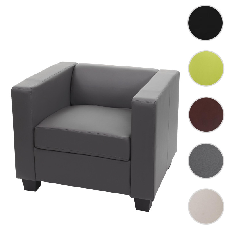 Fauteuil lounge chair Lille - similicuir, gris foncé