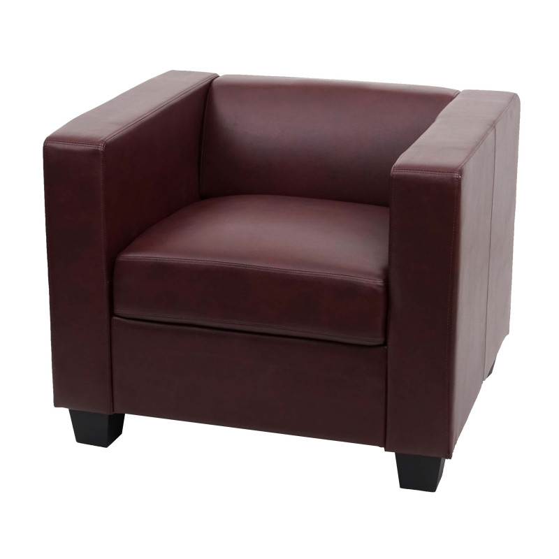 Fauteuil chaise lounge Lille - similicuir, rouge-brun