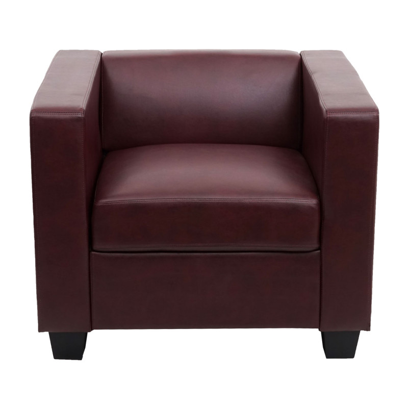 Fauteuil chaise lounge Lille - similicuir, rouge-brun