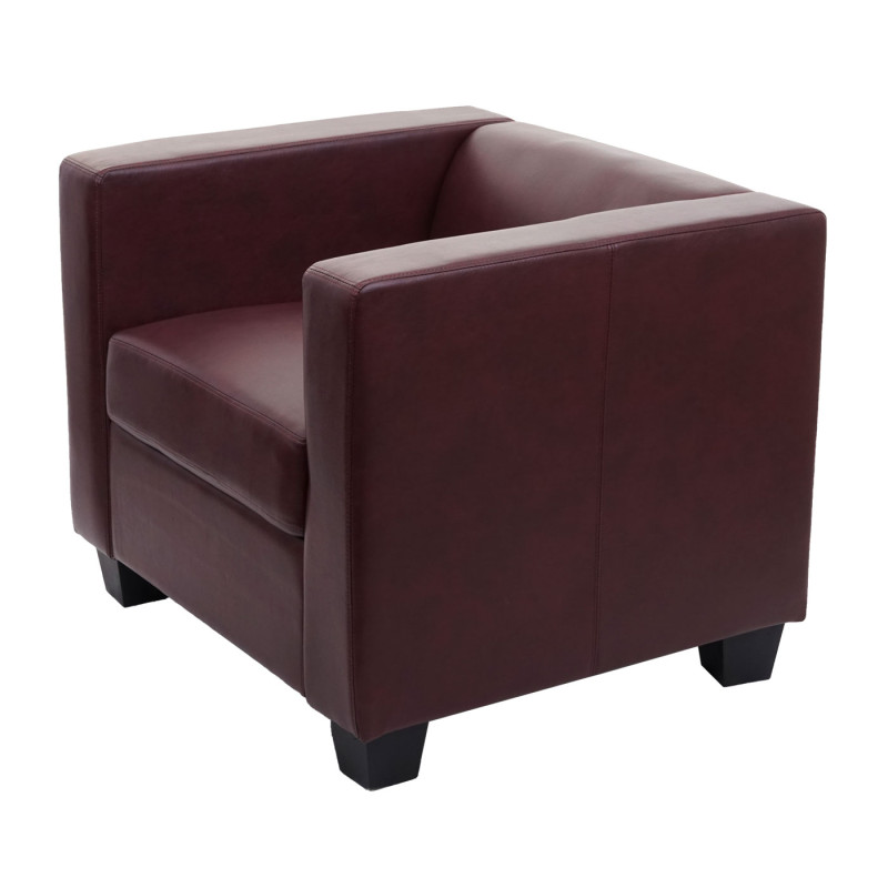 Fauteuil chaise lounge Lille - similicuir, rouge-brun