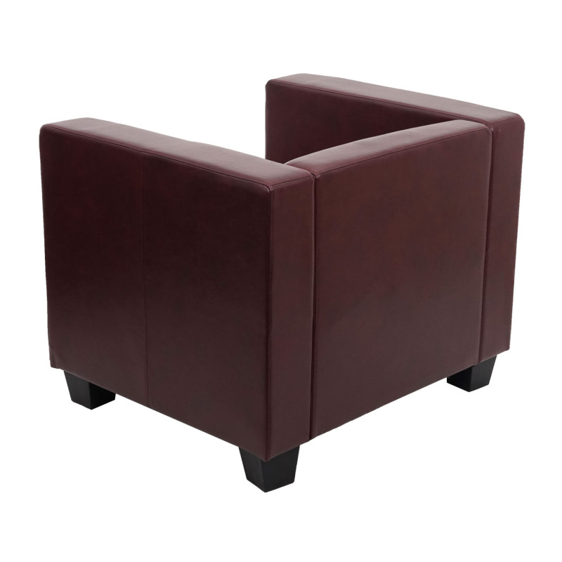 Fauteuil chaise lounge Lille - similicuir, rouge-brun