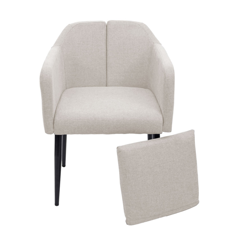 6x chaise de salle à manger  chaise inclinable - tissu/textile crème-beige