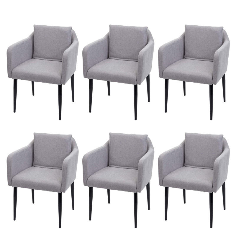 Lot de 6 chaises de salle à manger  fauteuil - tissu/textile gris clair