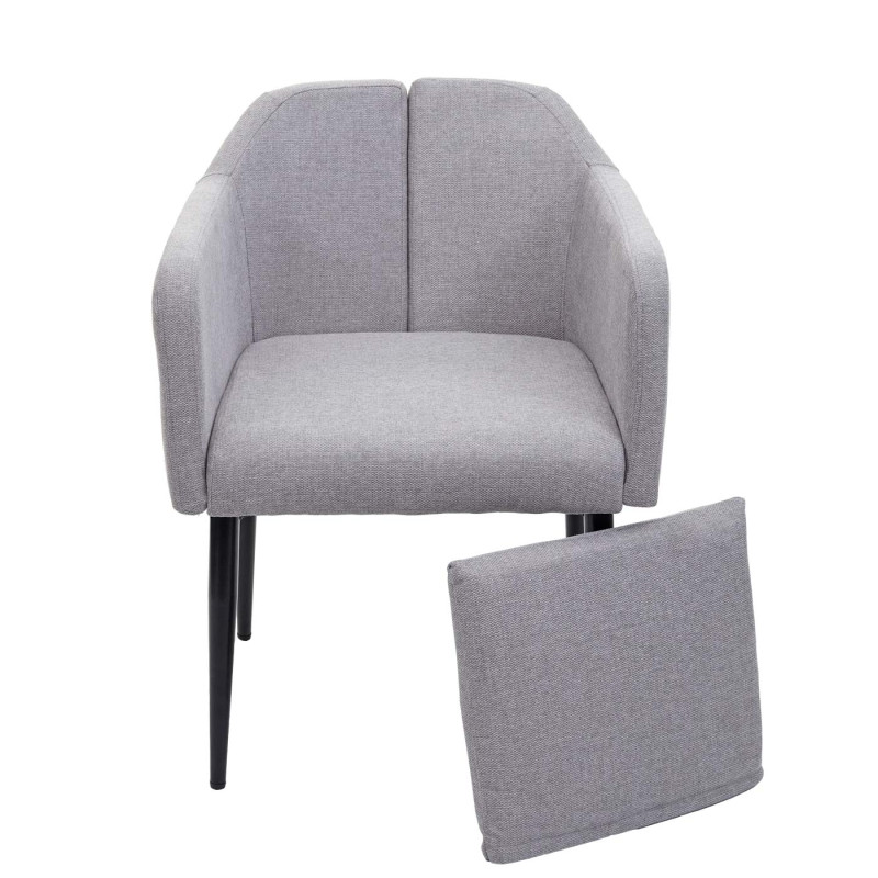 Lot de 6 chaises de salle à manger  fauteuil - tissu/textile gris clair