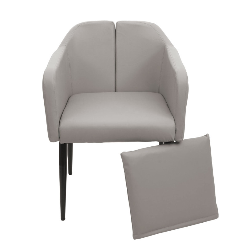 Lot de 6 chaises de salle à manger  fauteuil - similicuir taupe-gris