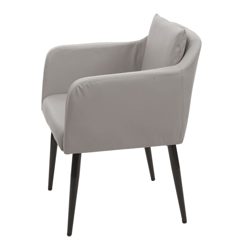 Lot de 6 chaises de salle à manger  fauteuil - similicuir taupe-gris