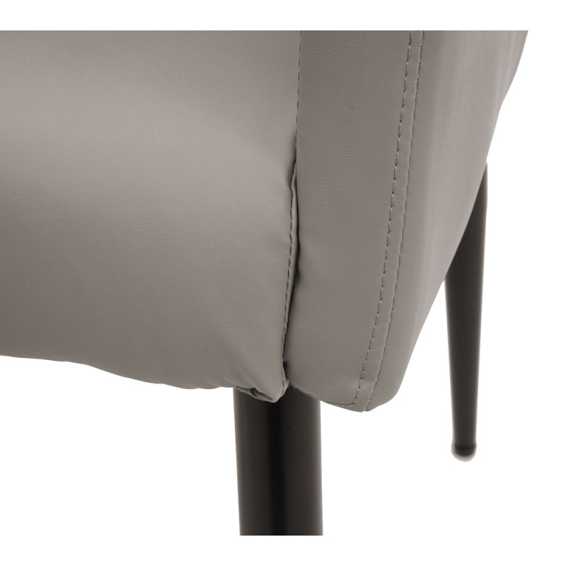 Lot de 6 chaises de salle à manger  fauteuil - similicuir taupe-gris