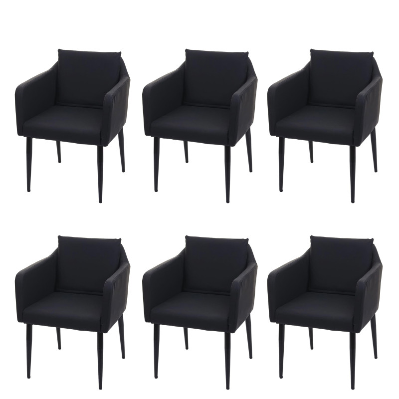 Lot de 6 chaises de salle à manger  fauteuil - similicuir noir