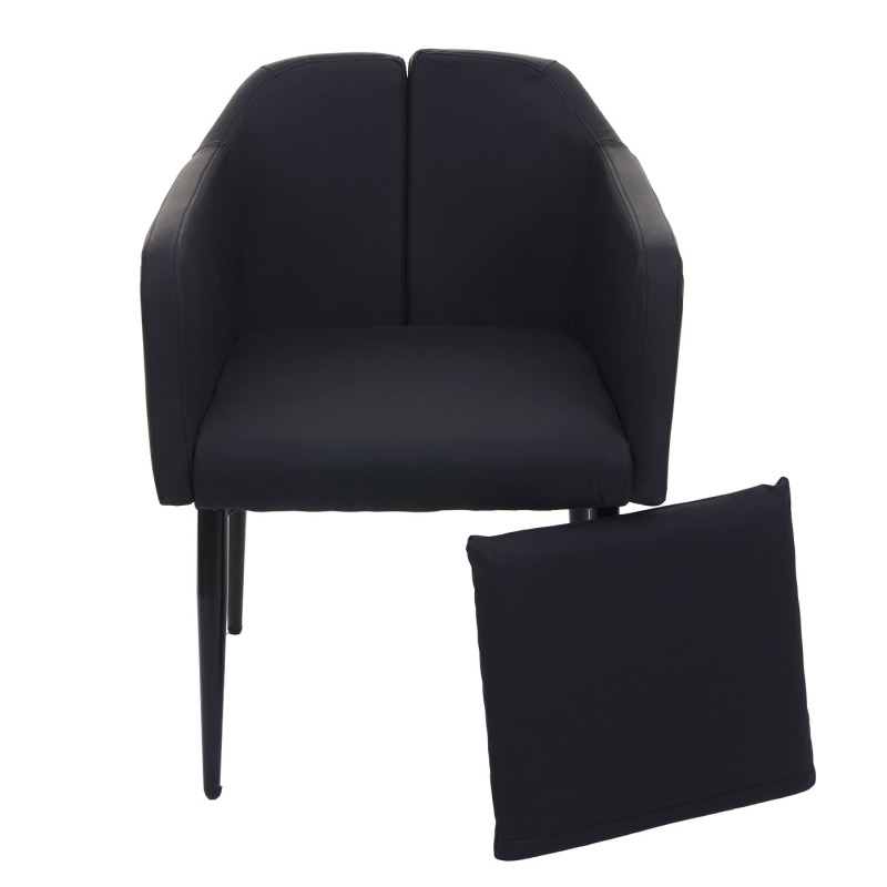 Lot de 6 chaises de salle à manger  fauteuil - similicuir noir