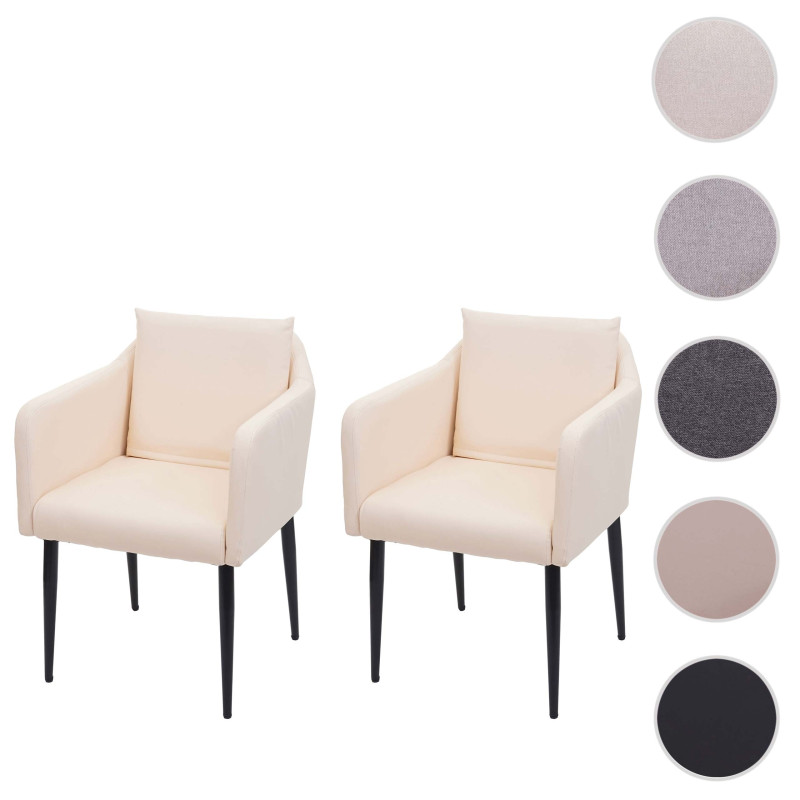 2x Chaise de salle à manger  chaise longue - tissu/textile crème-beige
