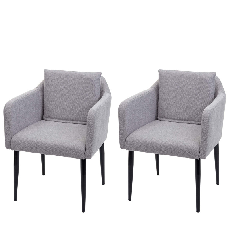 2x Chaise de salle à manger  chaise longue - tissu/textile gris clair
