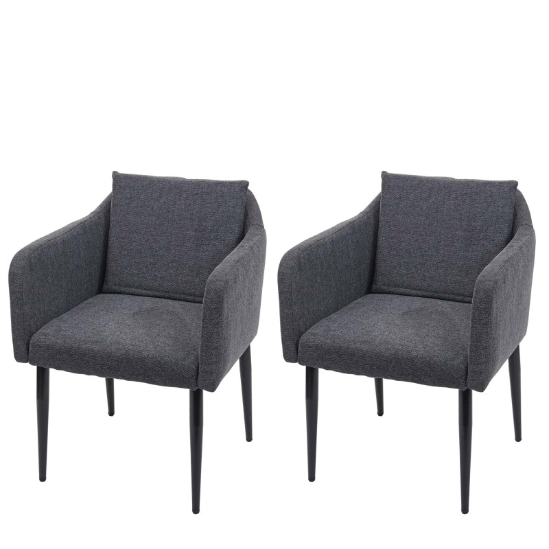 2x Chaise de salle à manger  chaise longue - tissu/textile gris foncé
