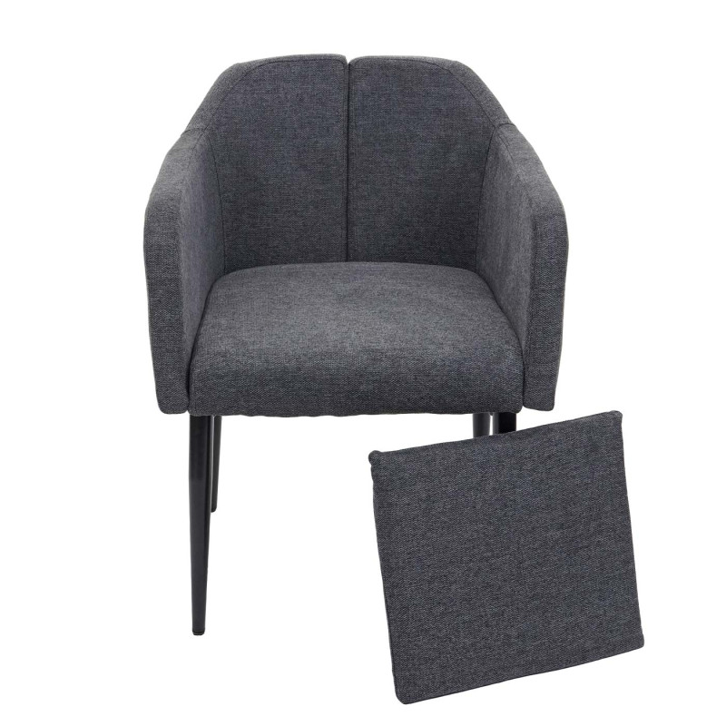 2x Chaise de salle à manger  chaise longue - tissu/textile gris foncé