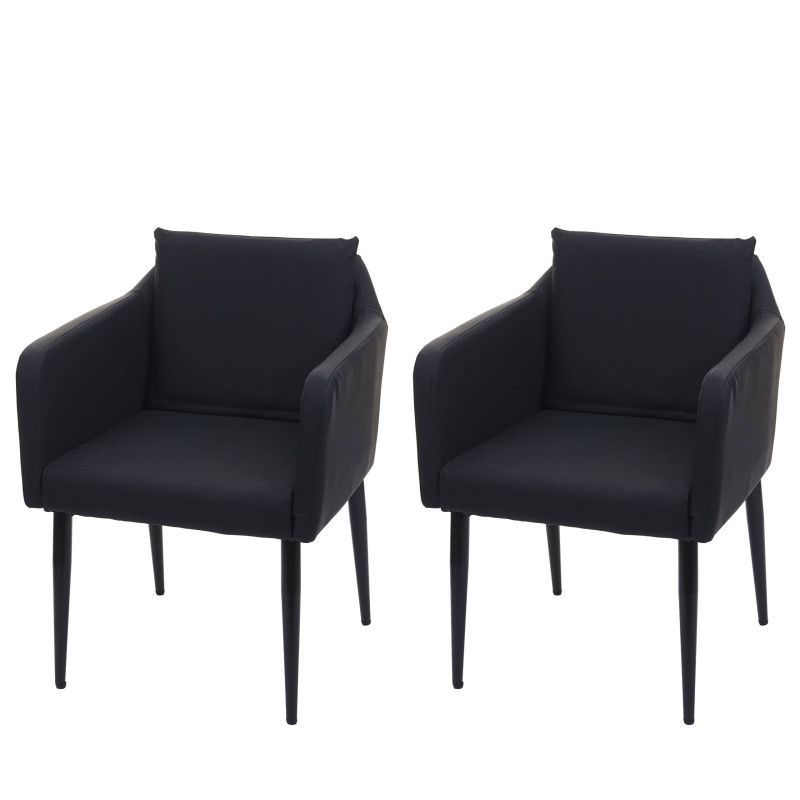 2x chaise de salle à manger  chaise longue - similicuir noir