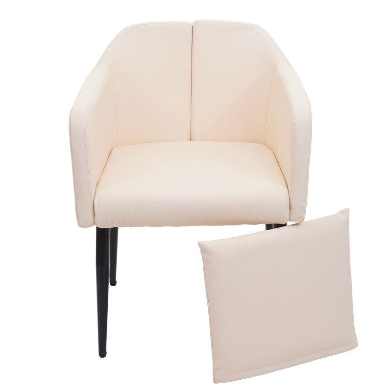 2x chaise de salle à manger  chaise longue - similicuir crème-beige