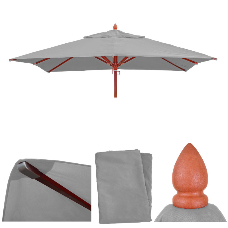 Toile pour gastronomie parasol en bois carré 3x3m polyester 3kg - gris clair