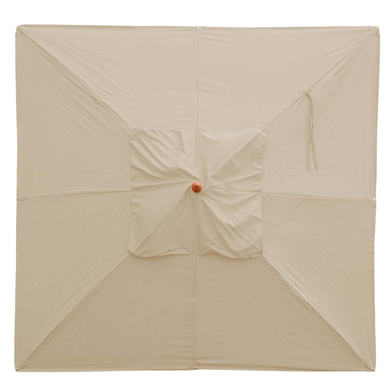 Toile pour la gastronomie parasol en bois carré 3x3m polyester 3kg - crème