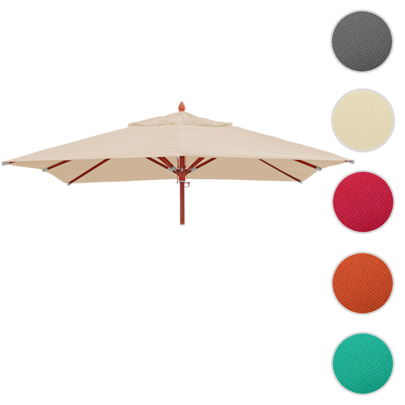 Toile pour la gastronomie parasol en bois carré 3x3m polyester 3kg - crème