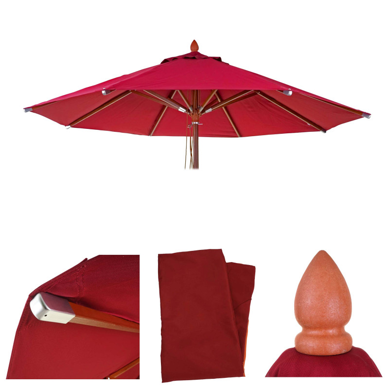 Toile pour parasol de gastronomie en bois rond Ø4m polyester 3kg - bordeaux