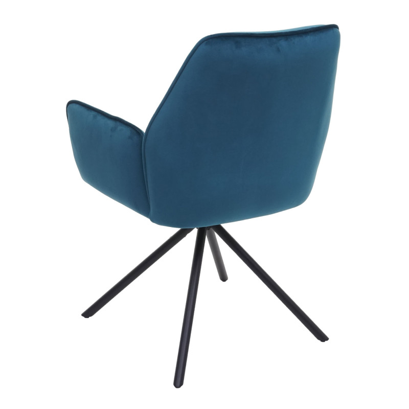 Lot de 6 chaises de salle à manger  avec accoudoirs - velours, Turquoise- bleu