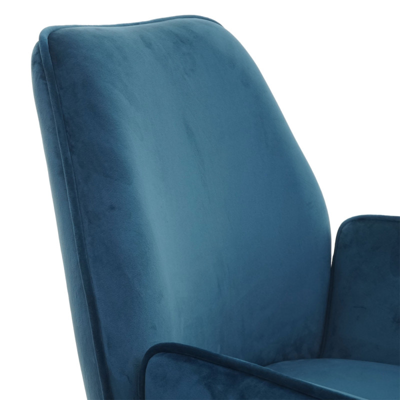 Lot de 6 chaises de salle à manger  avec accoudoirs - velours, Turquoise- bleu