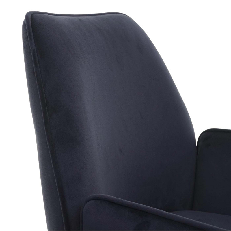 6x chaise de salle à manger avec accoudoirs, pivotante Auto-Position - velours, anthracite-bleu