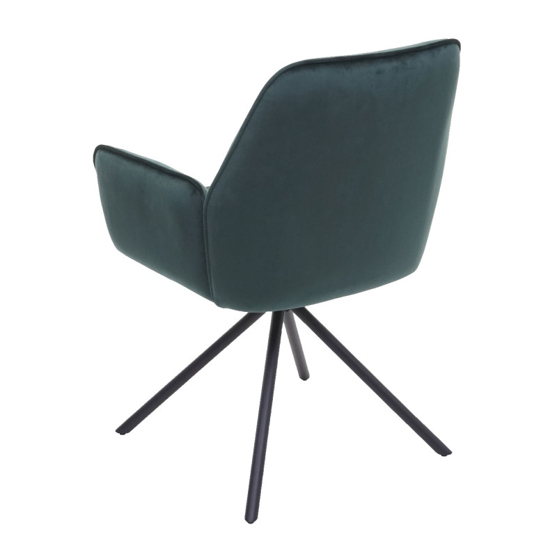 Lot de 6 chaises de salle à manger  avec accoudoirs - velours, vert