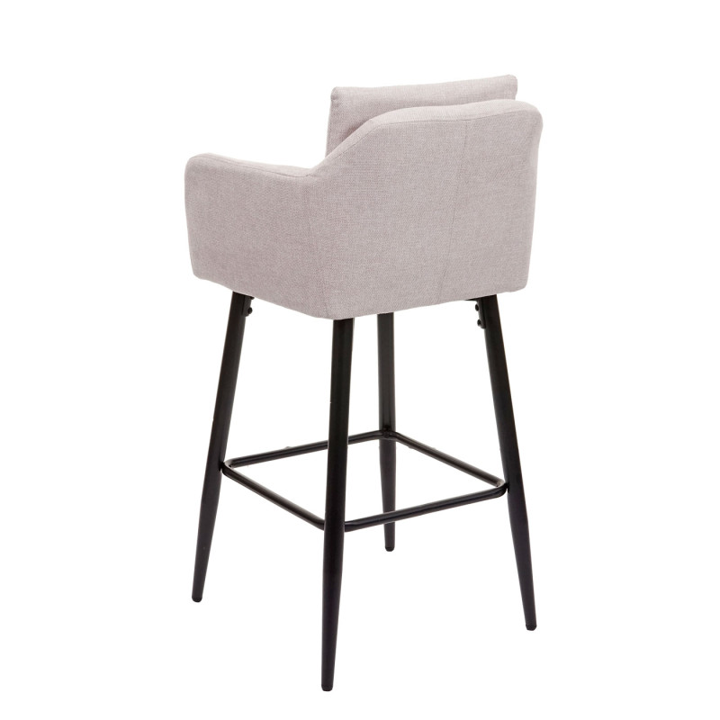 2x Tabouret de bar tabouret de comptoir, repose-pieds métal - tissu/textile crème-beige