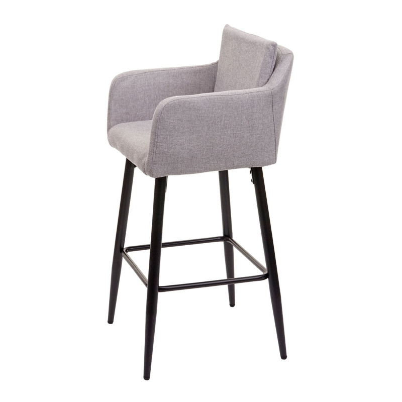 2x Tabouret de bar tabouret de comptoir, repose-pieds métal - tissu/textile gris clair