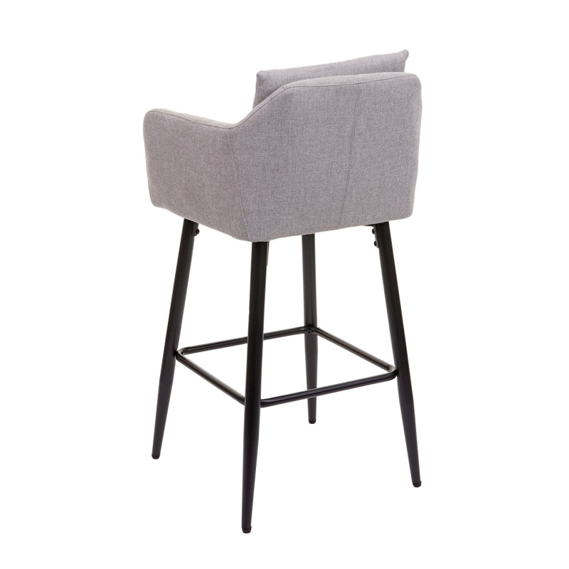 2x Tabouret de bar tabouret de comptoir, repose-pieds métal - tissu/textile gris clair