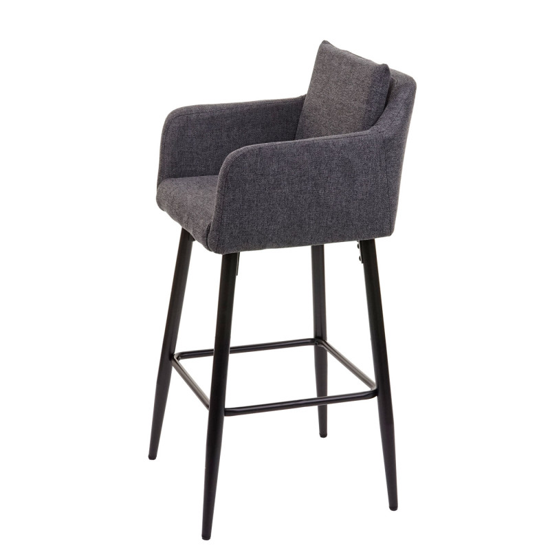 2x Tabouret de bar tabouret de comptoir, repose-pieds métal - tissu/textile gris foncé